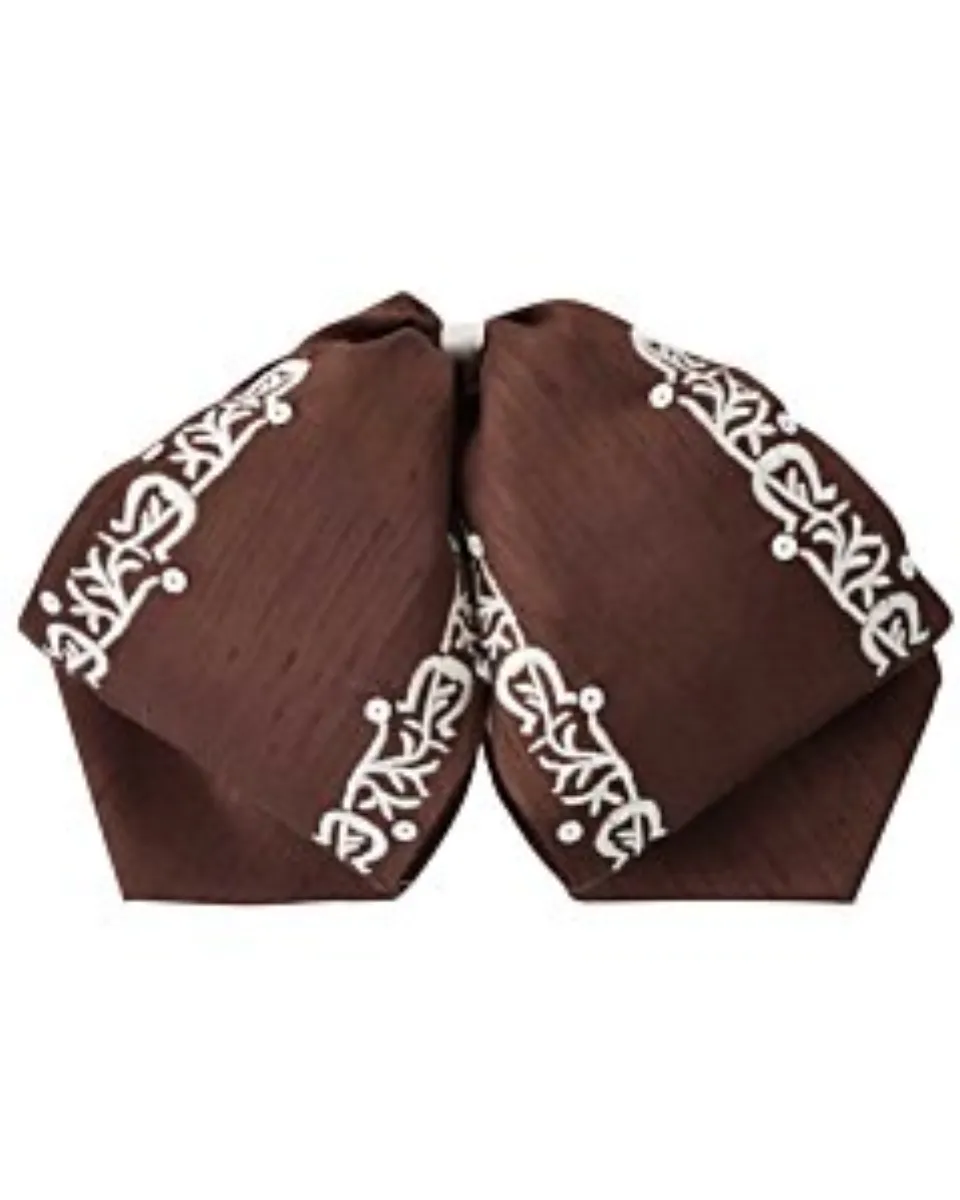 Moño Charro Fino Color Café Bordado Blanco WD 11-982
