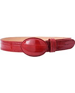 Cinto Vaquero De Anguila Color Rojo Hebilla Oval