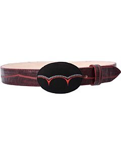Cinto Vaquero Rojo Clon Coco Belly Hebilla Ovalada