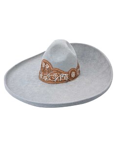 Sombrero Charro Gris Flores De Lana WD 11-777