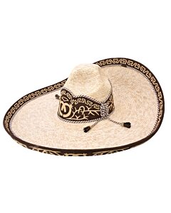 Sombrero Charro De Paja Diseño Grecas White Diamonds 10-842 Natural/Café