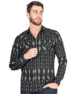 Camisa Vaquera para Hombre Negra con Estampado de Flechas Blancas – El General 44433
