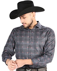 Camisa Vaquera para Hombre en Cuadros Gris-Café, Versión de Manga Larga – El General 44708