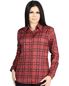 Camisa Vaquera para Mujer a Cuadros Rojos, Versión de Manga Larga – El General 44722
