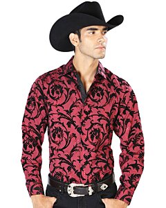 Camisa Vaquera El Señor De Los Cielos 43585 Color Vino Oscuro