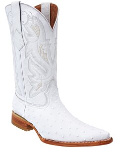 Bota Vaquera Imitación Avestruz Blanca Para Hombre WD 11-120