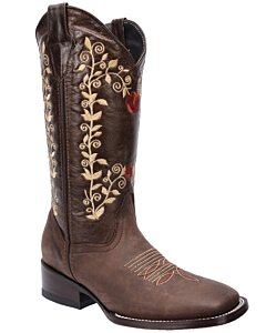 Bota Alta Rodeo Par Mujer Café WD 11-479