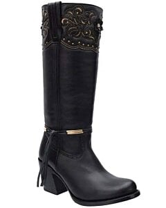 Bota Alta Piel De Borrego Para Mujer Sofia Color Negro