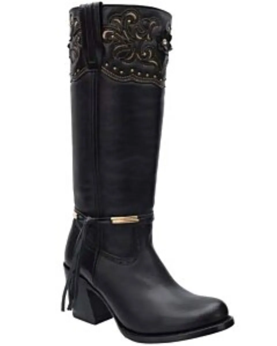 Bota Alta Piel De Borrego Para Mujer Sofia Color Negro