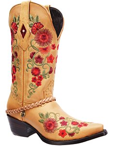 Botas Para Mujer Vaqueras White Diamonds Boots 10-570 Piel Crazy Paja
