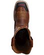 Top view of Kingwelt men's brown leather work boot with yellow stitching, composite toe, and reinforced upper