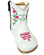 Botitas de Bebé de Piel en Color Blanco con Bordado Floral, Cierre Lateral y Suela Sintética, Hechas en México.