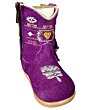 Botitas de Bebé en Gamuza Morada con Flecos, Bordado, Cierre Lateral y Suela Sintética, Hechas en México.