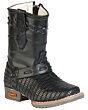 Botas Para Bebé Niño Piel Imitación Lizard Negro 126578