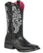 Bota Rodeo Piel Grabada Para Mujer Color Negro