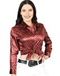 Blusa Manga Larga De Moda Color Burgundy-Gold 44555
