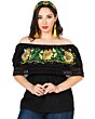 Blusa Artesanal Girasoles 603062 Negra
