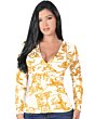 Blusa Blanca Lamasini Cuello V Estampado Dorado 5732