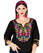 Blusa Tradicional Pavos Artesanal Mexicana 603179 Negra