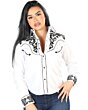 Blusa Vaquera Blanca Con Bordado Negro 12666-