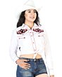 Blusa Vaquera Blanca Bordado Bull Skull En Los Hombros 126674