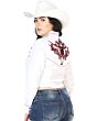 Blusa Vaquera Blanca Bordado Bull Skull En La Espalda 126674