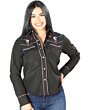 Blusa Negra Vaquera De Mujer Bordado Bull Skull USA 126680