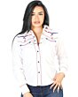 Blusa Blanca Vaquera De Mujer Con Bordado Bull Skull USA 126681