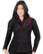 Blusa Bordada Vaquera Snap Button Lamasini 2325 Color Negro