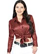 Blusa Manga Larga De Moda Color Burgundy 44561