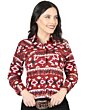 Camisa Vaquera Roja De Mujer Botonadura De Broche 44422