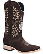 Botas De Mujer Vaqueras Horma Rodeo Nobuck White Diamonds Boots 11-496 Color Choco