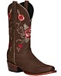 Bota Rodeo De Dama El General 41784 Color Camel con bordado floral en el tubo.