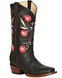 Bota De Mujer Rodeo El General 42982 Color Choco con bordado floral en el tubo
