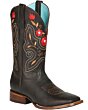 Bota Café El General rodeo para mujer 125369 con flores rojas pequeñas bordadas