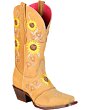 Bota Vaquera Para Mujer Suela De Cuero El General 51143 Color Miel