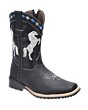 Botas De Niño Rodeo Color Negro Bordado De Caballos WD 11-378