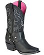 Bota Rodeo Dama El General 51135 Color Negro Con Arnés De Cuero Alrededor Del Tobillo