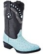 Botas Vaqueras Piel De Avestruz Color Baby Blue WD 11-185