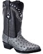 Botas Vaqueras Piel De Avestruz Color Gris Horma 900 WD 11-182