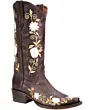 Botas Vaqueras De Dama WD 11-471 Color Café Con Flores Bordadas