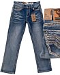 Jeans bootcut azul claro para niño con detalles bordados Western y costuras contrastantes – Lamasini 1871