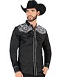 Camisa Vaquera Bordado Cabeza De Caballo Negro-Blanco VA3540