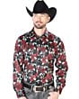 Camisa Casual ESDLC 43667 Negra Estampado Rosas Rojas