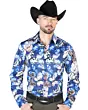 Camisa Casual Estampado Mariposas ESDLC 43674 Color Azul