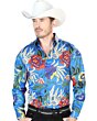 Camisa Casual Estampada ESDLC 43677 Color Azul Rey