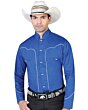 CAMISA CHARRA TIPO MILITAR EL GENERAL 2019-107 AZUL COBALTO