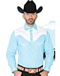 CAMISA CHARRA ANTE/BORDADA EL GENERAL 2019-128 COLOR AZUL CLARO