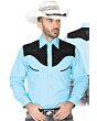 CAMISA CHARRA ANTE/BORDADA EL GENERAL 2019-128 COLOR AZUL