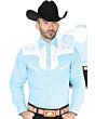 CAMISA CHARRA ANTE/BORDADA EL GENERAL 2019-129 COLOR AZUL CLARO